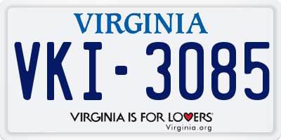 VA license plate VKI3085