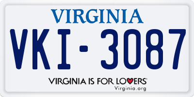VA license plate VKI3087