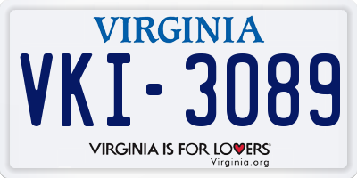 VA license plate VKI3089