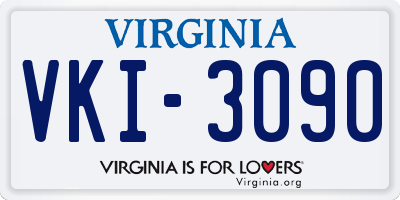 VA license plate VKI3090