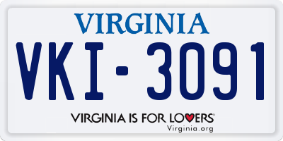 VA license plate VKI3091