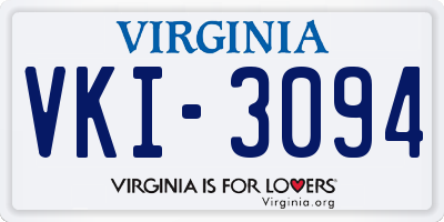 VA license plate VKI3094