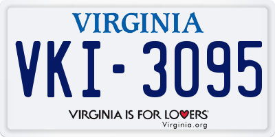 VA license plate VKI3095