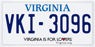 VA license plate VKI3096