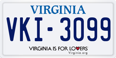 VA license plate VKI3099