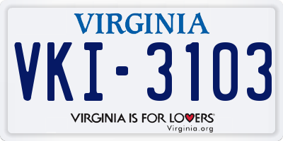 VA license plate VKI3103