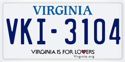 VA license plate VKI3104