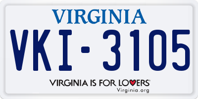 VA license plate VKI3105