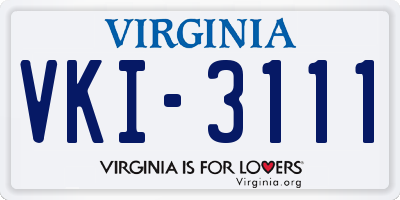VA license plate VKI3111