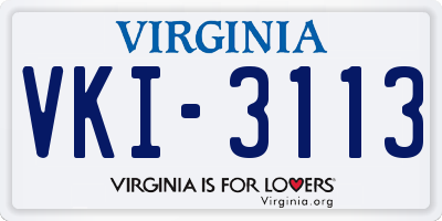 VA license plate VKI3113