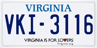 VA license plate VKI3116