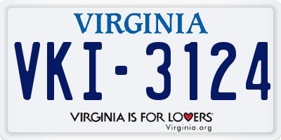 VA license plate VKI3124