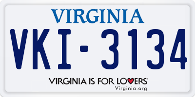 VA license plate VKI3134