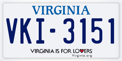 VA license plate VKI3151