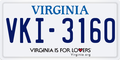 VA license plate VKI3160
