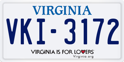 VA license plate VKI3172