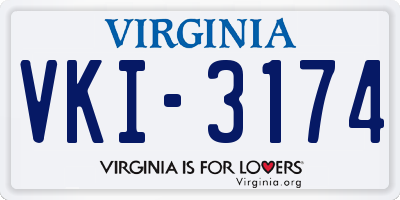 VA license plate VKI3174