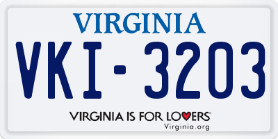 VA license plate VKI3203