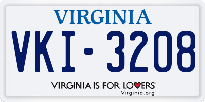 VA license plate VKI3208