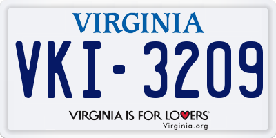 VA license plate VKI3209