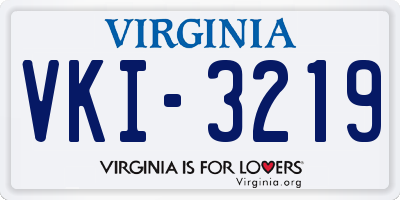 VA license plate VKI3219