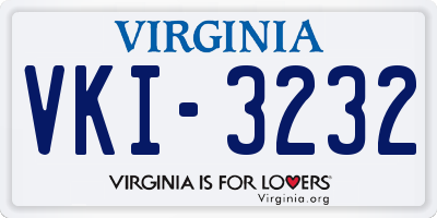 VA license plate VKI3232