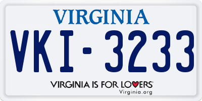 VA license plate VKI3233