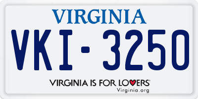 VA license plate VKI3250