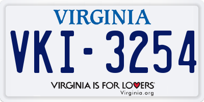 VA license plate VKI3254