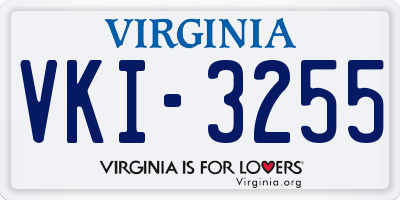 VA license plate VKI3255