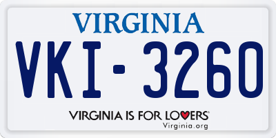 VA license plate VKI3260