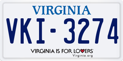 VA license plate VKI3274