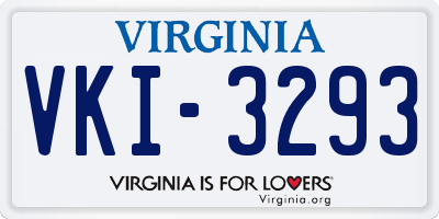 VA license plate VKI3293
