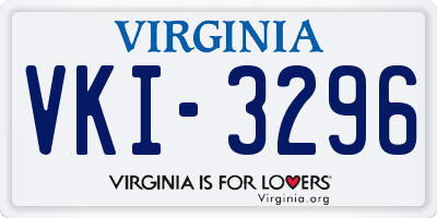 VA license plate VKI3296