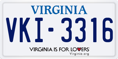 VA license plate VKI3316