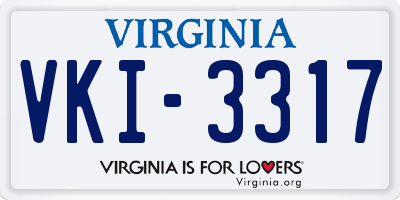 VA license plate VKI3317