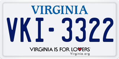 VA license plate VKI3322