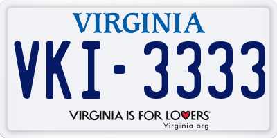 VA license plate VKI3333