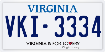 VA license plate VKI3334