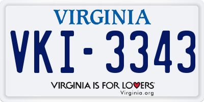 VA license plate VKI3343