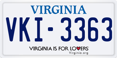 VA license plate VKI3363