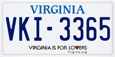 VA license plate VKI3365