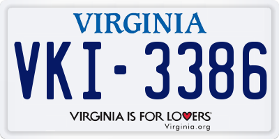 VA license plate VKI3386
