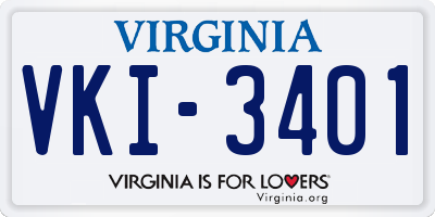VA license plate VKI3401