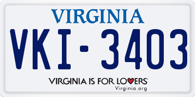 VA license plate VKI3403