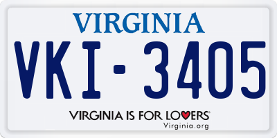 VA license plate VKI3405