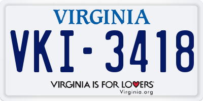 VA license plate VKI3418