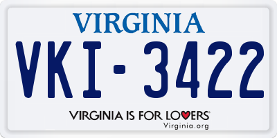 VA license plate VKI3422