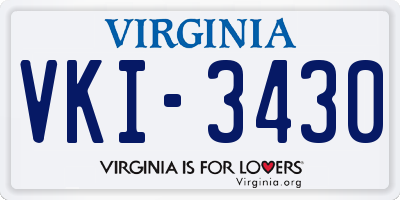 VA license plate VKI3430