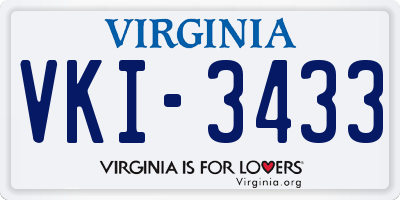 VA license plate VKI3433